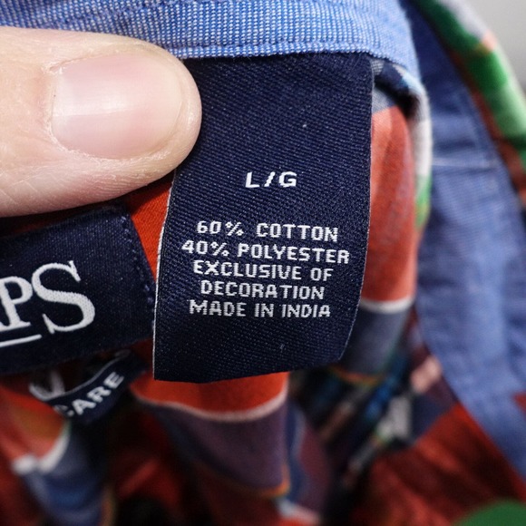 CHAPS EASY CARE LONG SLEEVE PLAID BUTTON DOWN SHIRT MENS L - Picture 7 of 7